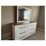 Legacy Classic Modern 6 Drawer Dresser with Mirror White Brown Top