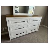 Legacy Classic Modern 6 Drawer Dresser with Mirror White Brown Top