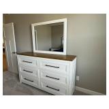 Legacy Classic Modern 6 Drawer Dresser with Mirror White Brown Top