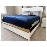 Queen Adjustable Bed Frame Set w Mattress Remote White Wood Finish