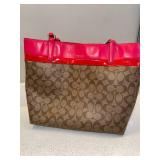 Coach Signature Tote Bag Pink Red Trim Style A1480-29783