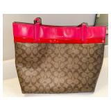Coach Signature Tote Bag Pink Red Trim Style A1480-29783