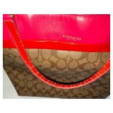 Coach Signature Tote Bag Pink Red Trim Style A1480-29783