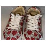 Betsey Johnson Sidny Rhinestone Heart Sneakers Size 6.5M Good