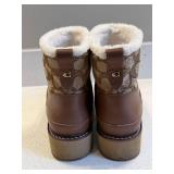 Coach Signature Jacquard Platform Ankle Boots US 6.5B Very Good