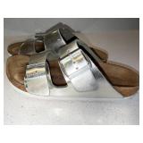 Birkenstock Arizona Silver Two Strap Sandals Size 37 Narrow Good