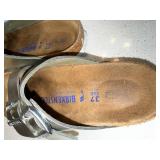 Birkenstock Arizona Silver Two Strap Sandals Size 37 Narrow Good