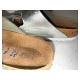 Birkenstock Arizona Silver Two Strap Sandals Size 37 Narrow Good