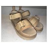 UGG Platform Buckle Strap Sandals Tan Beige Womens US 7 Good