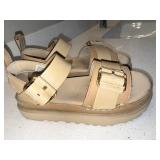 UGG Platform Buckle Strap Sandals Tan Beige Womens US 7 Good