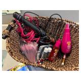 Mixed Beauty Vanity Basket Lot Mirrors Hair Tools Toiletries Good