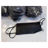 Unbranded Black Disposable Face Mask Lot Ear Loop Pleated Sealed Bags