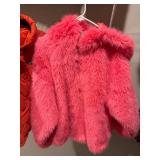 Free People Pink Faux Fur Hooded Jacket S + Orange Quilted Coat Lot