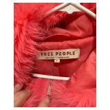 Free People Pink Faux Fur Hooded Jacket S + Orange Quilted Coat Lot