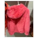 Free People Pink Faux Fur Hooded Jacket S + Orange Quilted Coat Lot