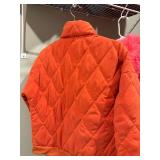 Free People Pink Faux Fur Hooded Jacket S + Orange Quilted Coat Lot