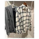 GAP Big Shirt Flannel Small Plus Gray Hooded Cardigan 2 Pc Lot