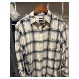 GAP Big Shirt Flannel Small Plus Gray Hooded Cardigan 2 Pc Lot