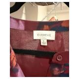 Evereve Faux Leather Moto Jacket & Floral Blouse Lot S M Good