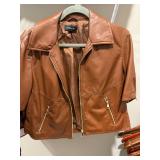 Evereve Faux Leather Moto Jacket & Floral Blouse Lot S M Good
