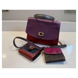 Coach Leather Colorblock Crossbody Bag Wallets 3 Pc Lot Good