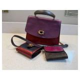 Coach Leather Colorblock Crossbody Bag Wallets 3 Pc Lot Good