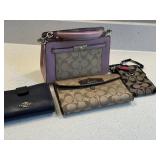 Coach Purse & Wallet Lot 4 Pc Signature Canvas Leather Mixed Condition