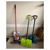 Snow Removal Tool Lot 3 Pc Shovels & Push Pusher Plastic Good