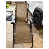 Zero Gravity Reclining Patio Lounge Chair Brown Mesh w/ Pillow Good