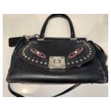 Coach Drifter Studded Leather Satchel Crossbody Black Style 37420