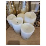 Christmas Lantern with Snow Scene, 4 Cone Trees & Pillar Candles - Holiday Decor Set