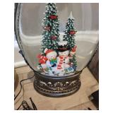 Christmas Lantern with Snow Scene, 4 Cone Trees & Pillar Candles - Holiday Decor Set