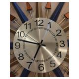 Starburst Wall Clock - Navy & Gold Spokes with Amber Accents, 12-Hour Dial