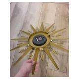Starburst Wall Clock - Navy & Gold Spokes with Amber Accents, 12-Hour Dial