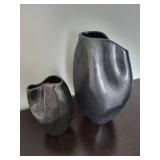 West Elm Sculptural Vases - Black Ceramic Set of 2