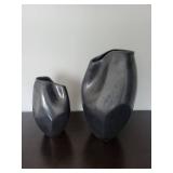 West Elm Sculptural Vases - Black Ceramic Set of 2
