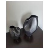 West Elm Sculptural Vases - Black Ceramic Set of 2