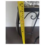 Floral Mosaic Tile Top Side Table - Iron Scroll Leg Frame