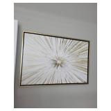 Sunburst Gold Framed Canvas Wall Art - Abstract Burst, 37x25 in