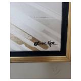 Sunburst Gold Framed Canvas Wall Art - Abstract Burst, 37x25 in