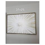 Sunburst Gold Framed Canvas Wall Art - Abstract Burst, 37x25 in