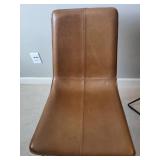 Leather Dining Chairs Pair - Brown Upholstery (Lot of 2)