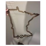 SOTA State Outline Wood Wall Art - State Silhouette Cutouts, Brown Finish