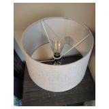 Set of 2 White Ceramic Table Lamps with Diamond-Texture Bases & Beige Linen Shades