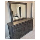 Dresser with Mirror - 63W x 18D x 37H, Mirror 45W x 38H, Dark Wood