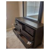 Dresser with Mirror - 63W x 18D x 37H, Mirror 45W x 38H, Dark Wood