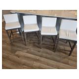 Counter Height Bar Stools - White Upholstery, Dark Wood (Lot of 4)
