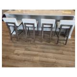 Counter Height Bar Stools - White Upholstery, Dark Wood (Lot of 4)