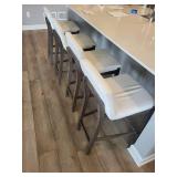 Counter Height Bar Stools - White Upholstery, Dark Wood (Lot of 4)