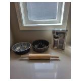 OXO Good Grips Cookie Press with Disk Storage Case, 2 Bundt Pans & Wooden Rolling Pin